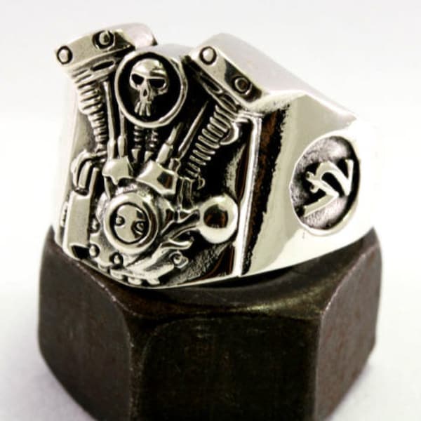 Biker pas op! V2, ring, 925 sterling zilver