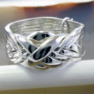 Puzzle Ring 925 Sterling Silver 8 band, heavy duty