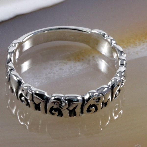 Elephants,ring, 925 sterling silver