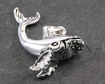 whale, silver pendant