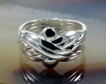 Puzzle ring, 6 line, 925 Sterling Silver, new design