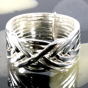 Puzzle ring in 925 Sterling silver, 8 bands, fine design