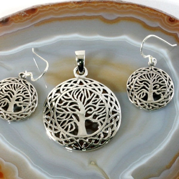Tree of life, earrings and pendant