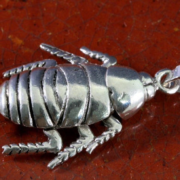 Cockroach, silver pendant