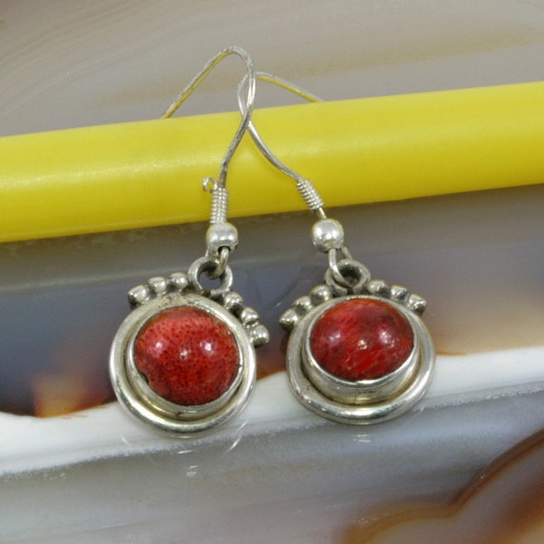 Sponge coral  and Silver, Earrings