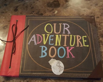 Large Our Adventure Book,  Hand Painted, Memory Book, Wedding Album, Photo Book,  8 1/2 x 11 Large Book