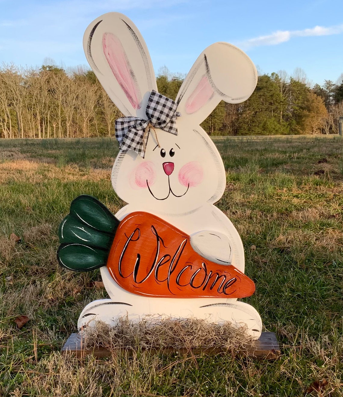 Spring Porch Bunny Porch Decor Sitting Bunny Wooden Easter - Etsy