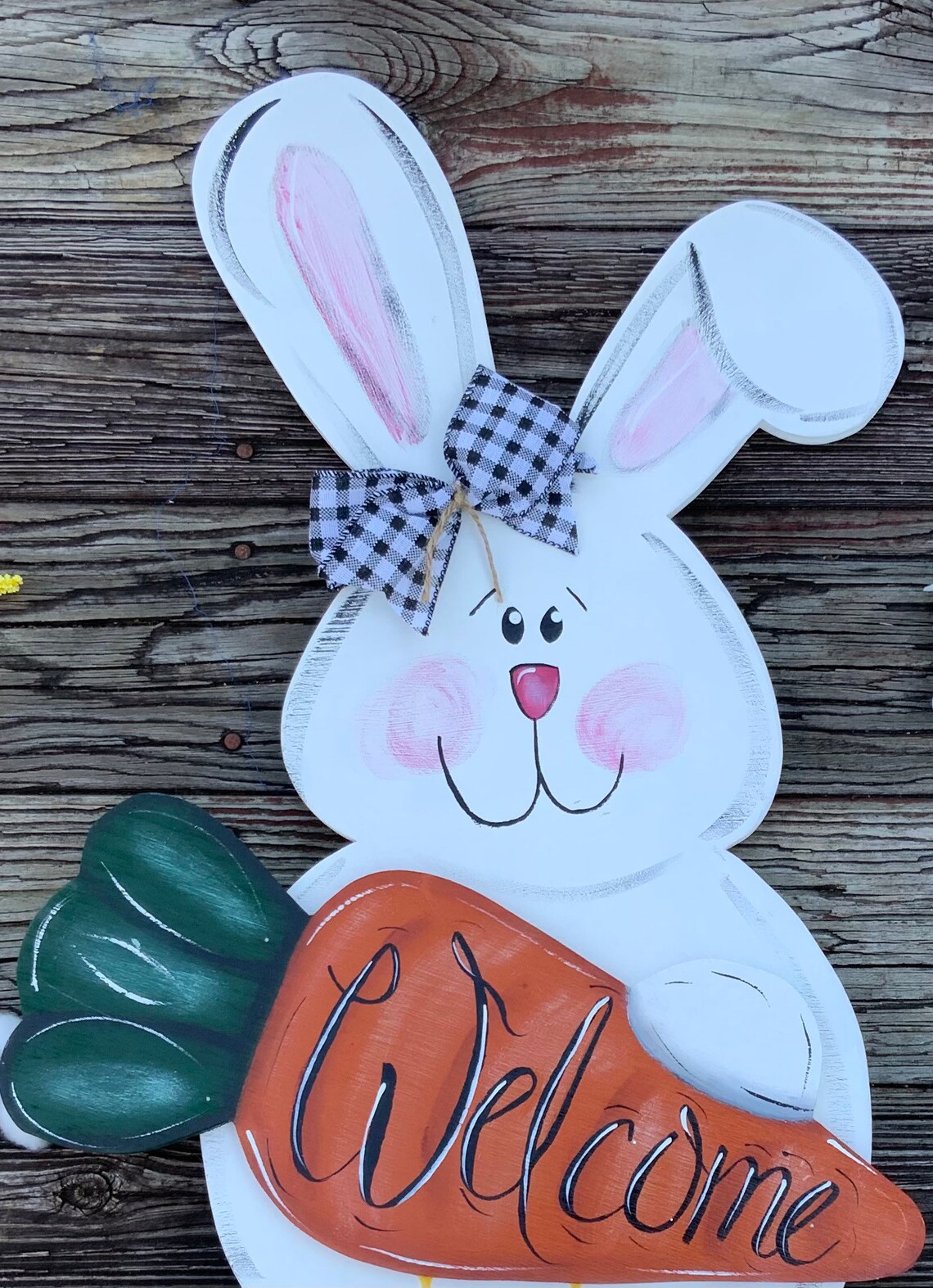 Spring Porch Bunny Porch Decor Sitting Bunny Wooden Easter - Etsy