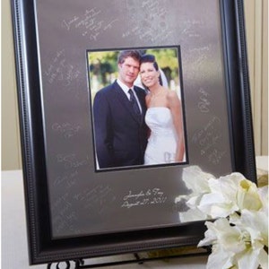 ON SALE Contemporary Beaded Signature Frame, Wedding Guestbook Alternative, Anniversary, Metal Mat, Guest Book, Signing Board, Signature Mat