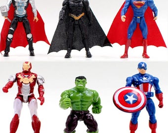MARVEL AVENGERS Characters 10cm Action Toy Figure Captain America Iron Man Thor Hulk Batman Superman Model Cake Topper Decoration Kids Gift