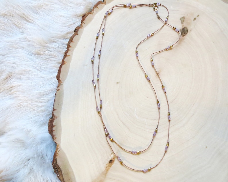 February Birthstone Layering Necklace Purple Necklace Minimalist Jewelry Amethyst Dainty Necklace Gemstone Necklace Elegant