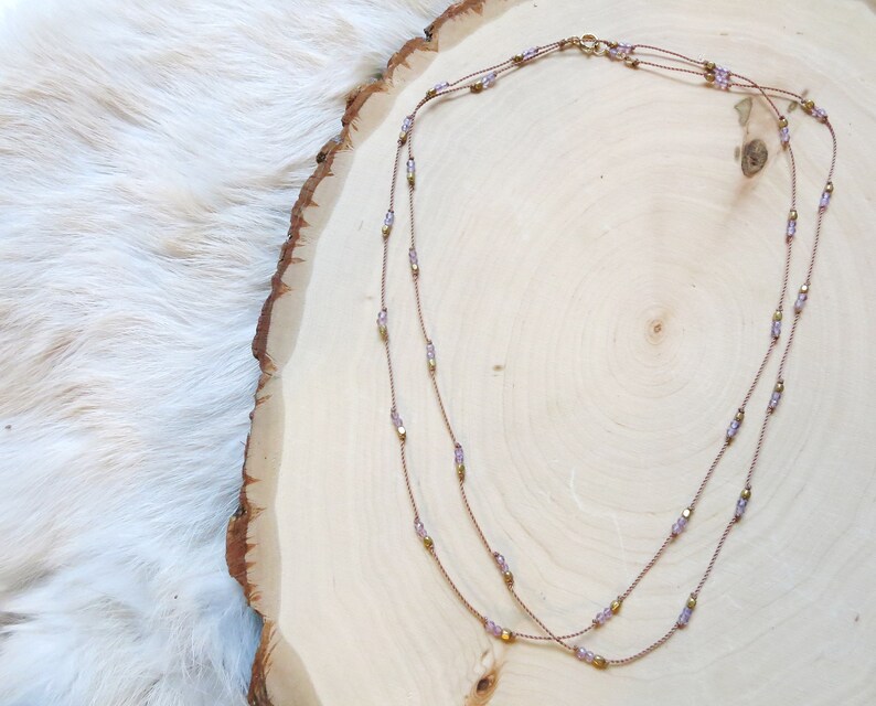 February Birthstone Layering Necklace Purple Necklace Minimalist Jewelry Amethyst Dainty Necklace Gemstone Necklace Elegant