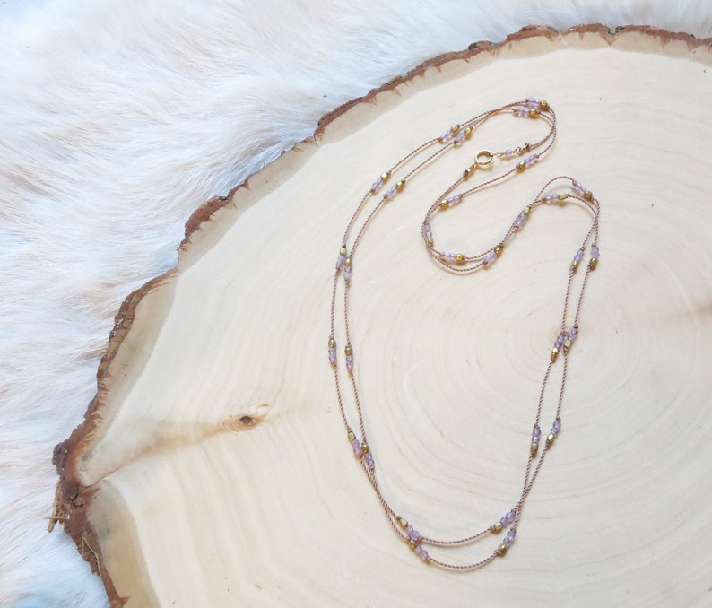 February Birthstone Layering Necklace Purple Necklace Minimalist Jewelry Amethyst Dainty Necklace Gemstone Necklace Elegant