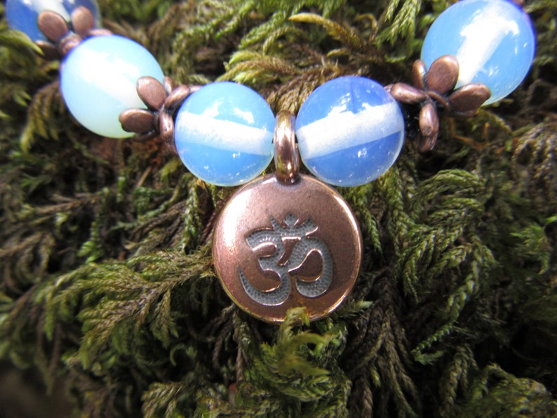 moonstone bracelet moonstone with Om charm bracelet healing jewellery Om moonstone jewellery
