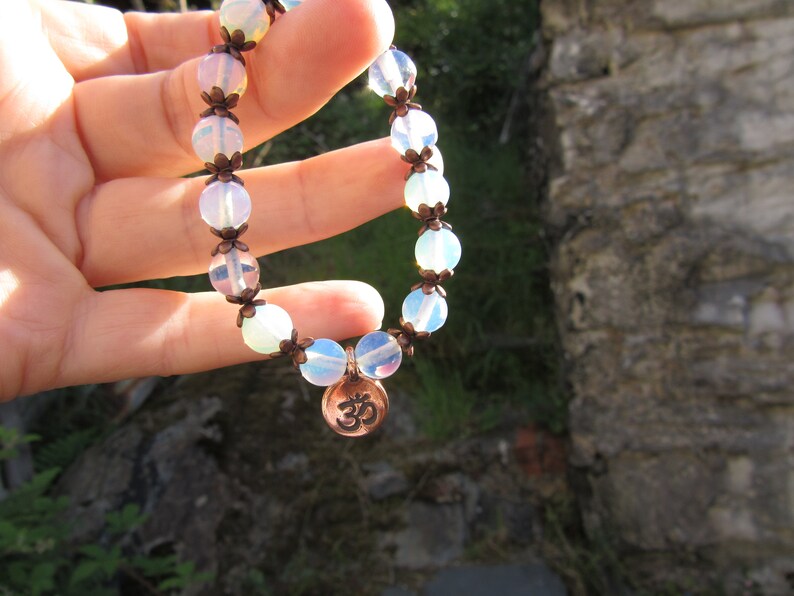 moonstone bracelet moonstone with Om charm bracelet healing jewellery Om moonstone jewellery