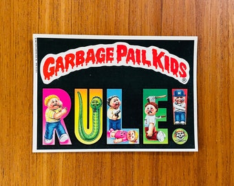 Vintage 80's Garbage Pail Kids Rule! Large 5 x 7 Sticker, 1986 Topps Trading Cards from Original Series, Authentic Made in USA Totally RAD !