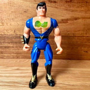 Vintage 90&#39;s Double Dragon Billy Lee Tyco Action Figure with Karate Chop Action and Glowing Mark of the Dragon, Video Game Arcade Retro Fun!