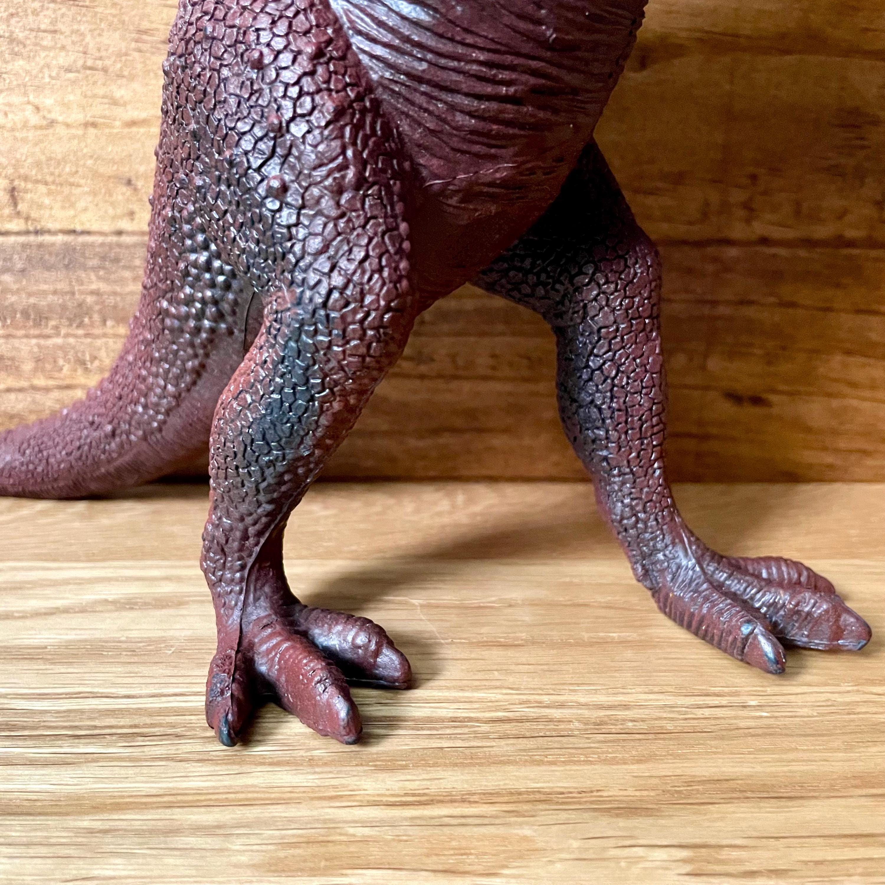 Vintage 80s Lucky Star T-rex Dinosaur Toy: Red & Black Action