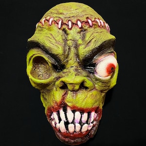Vintage 90&#39;s Frankenstein Monster Ghoul Halloween Mask, Cool and Spooky Undead Zombie, Universal Studios Bootleg Creature, Retro Costume Fun