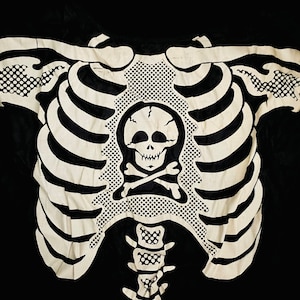 Vintage 50s Skeleton Halloween Costume: Ben Cooper Collegeville Decoration (No Mask)