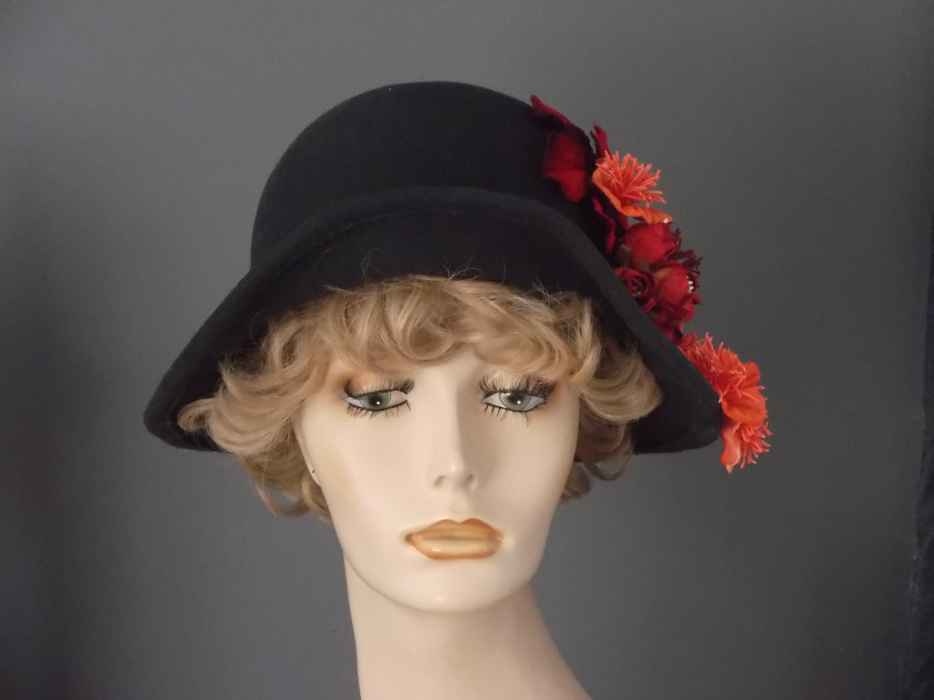 Sassy Gray felt hat with black flowers Women main image 2