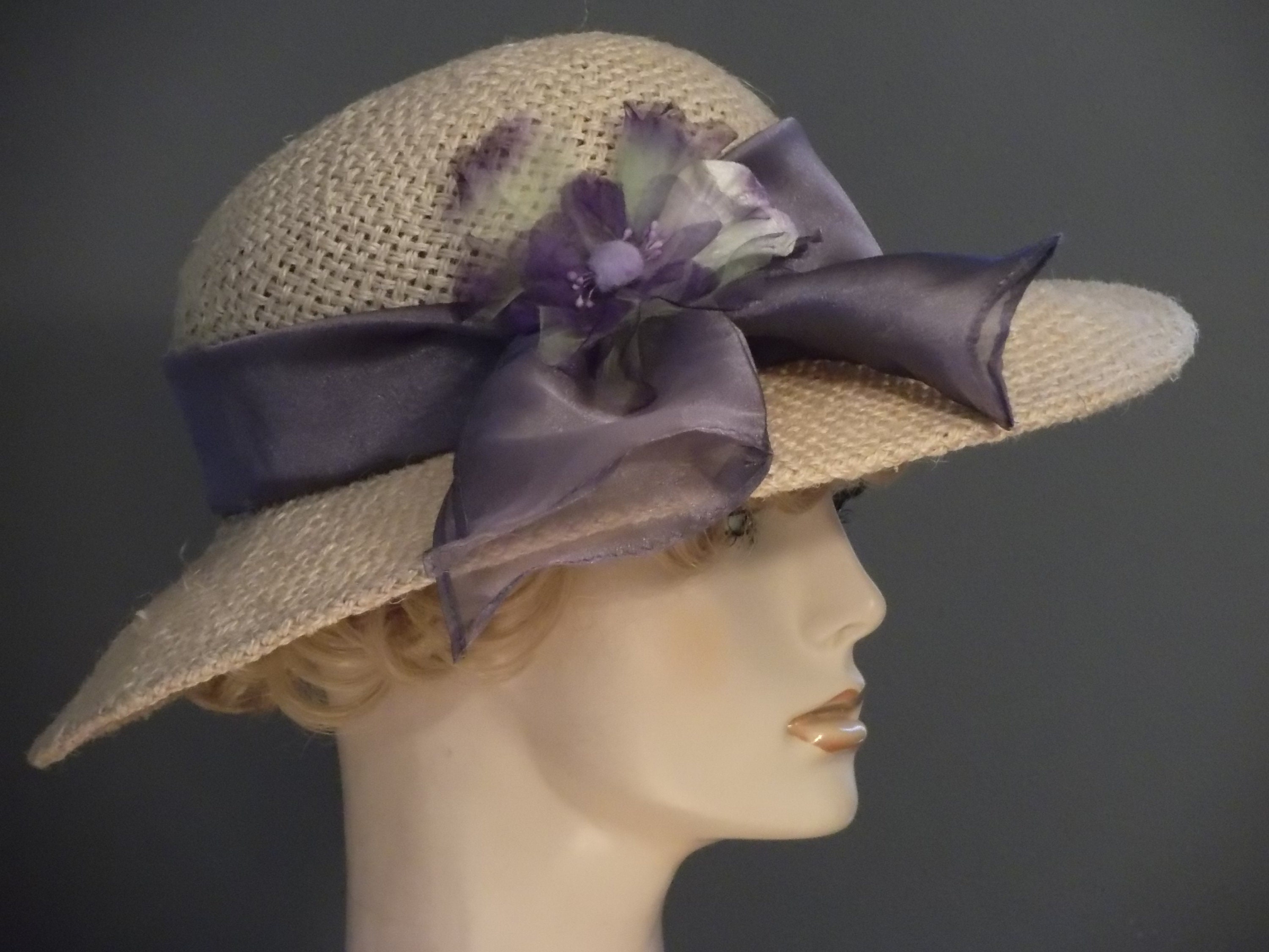 Wedding Hat Purple and Celery 
