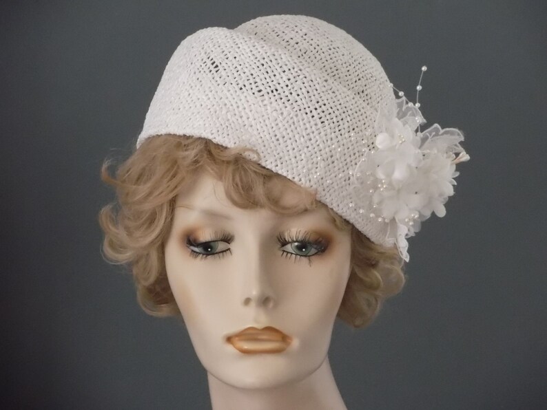 Vintage Style White Straw Hat French Hat Block Toque White Etsy