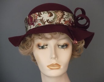 Pedrotti Vtg 60s Ladies Burgundy Rabbit Hair Felt Hat, NOS 
