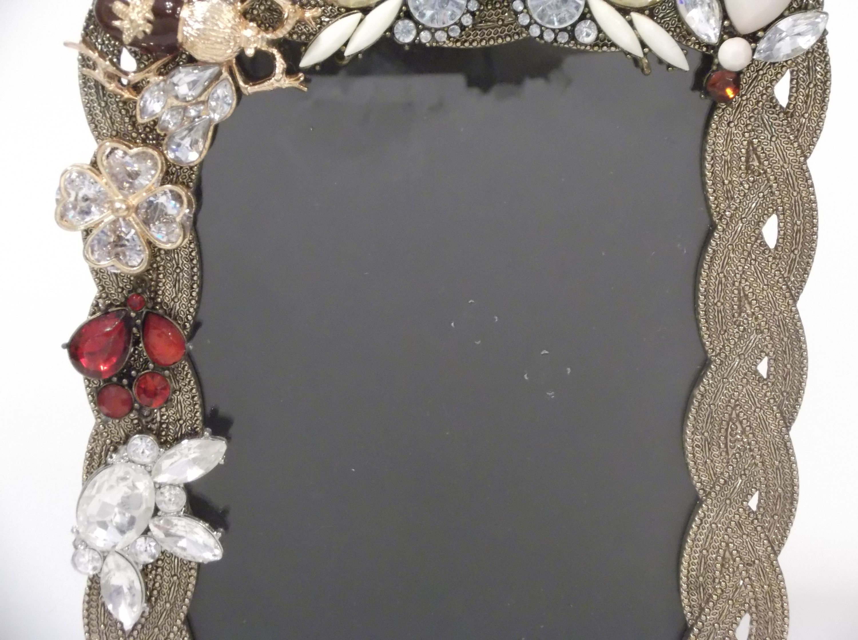 Bejeweled Burnished Gold Metal Picture Frame: Rhinestone Crystal Decor ...