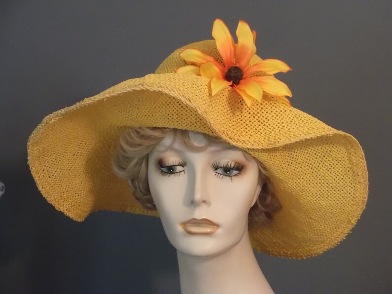 Sunflower Yellow Straw Sun Hat Bright Yellow Wide Brim Straw - Etsy