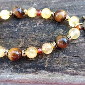 Freya, Asatru, Vanir, Tiger&#39;s Eye, Citrine, Hessonite Garnet, Lynx Charm