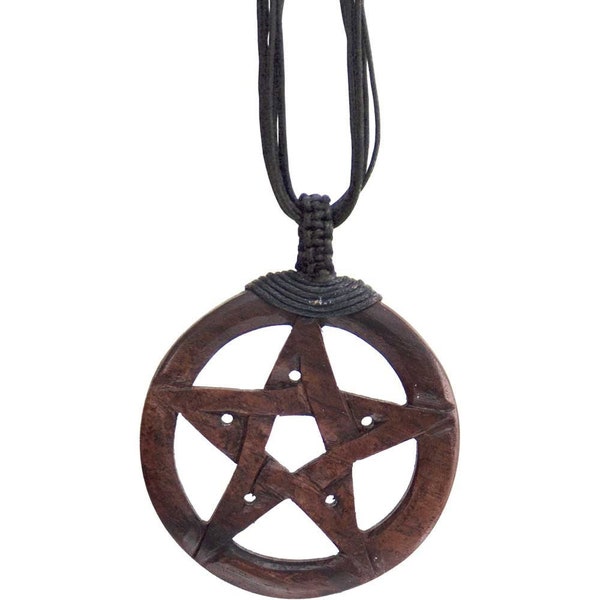 Pentacle Wood Necklace