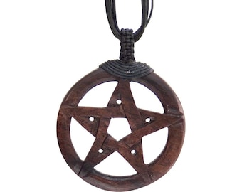 Pentacle Wood Necklace