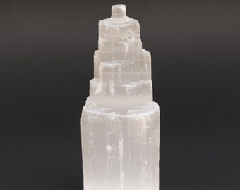 Selenite Peak Point, Quality Skyscraper Tower, Charging Stone, Crown Chakra, Aura Cleansing