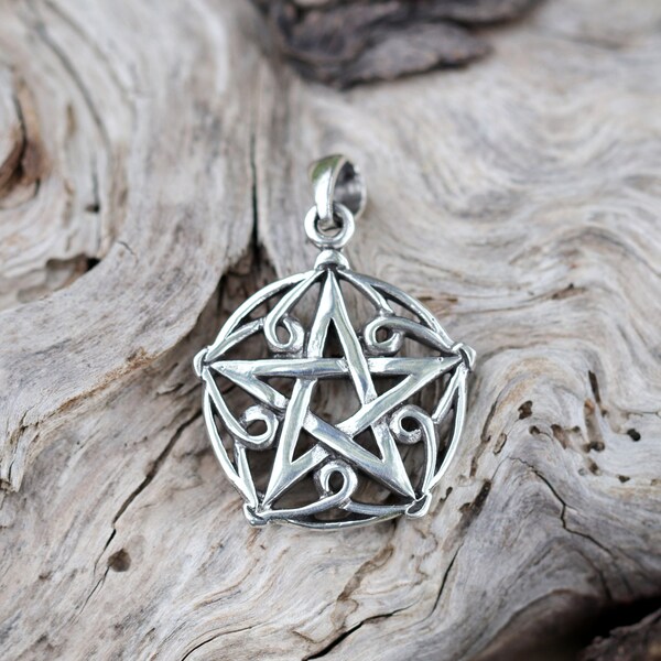 Twisted Vine Pentacle Pendant Sterling Silver - Pentacle Pendant - Pentagram - Witches Pentacle