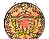 Goddess Moon Pentacle Stained Glass