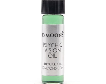 Psychic Vision Oil by 13 Moons, Spiritual Oil, Ritual Oil, Anointing Oil, Blended Essential Oils for Wicca, Witchcraft Ritual Oil