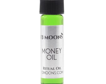 Money Oil by 13 Moons, Spiritual Oil, Ritual Oil, Anointing Oil, Blended Essential Oils for Wicca, Witchcraft Ritual Oil