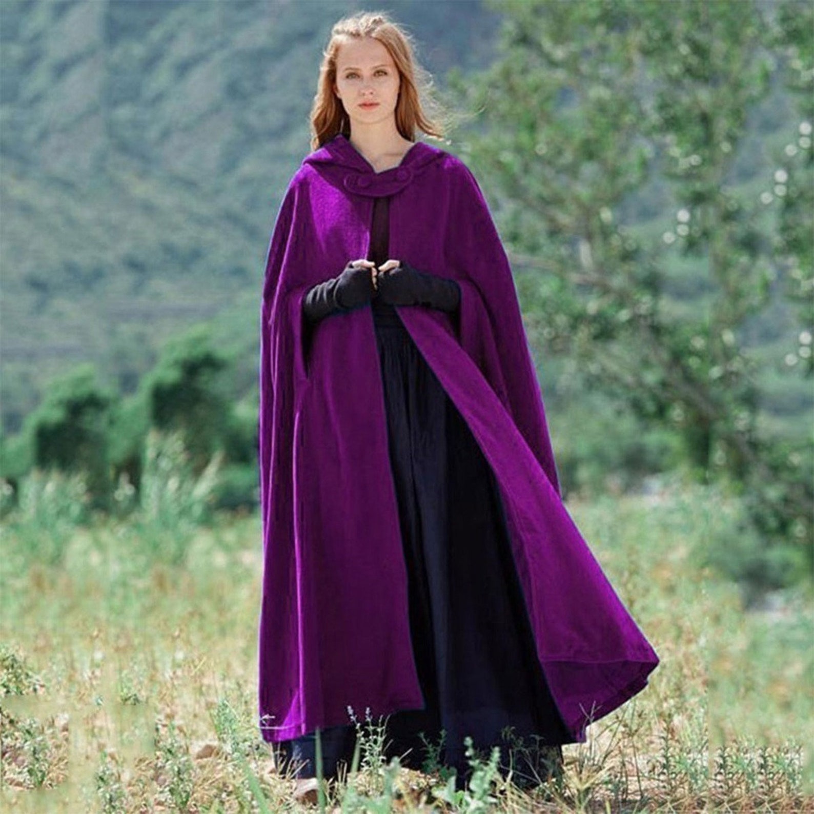 Purple Hooded Cloak Extra Large Etsy