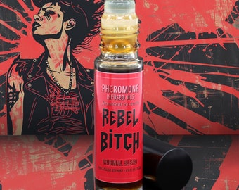 Huile de phéromone Rebel Bitch - Essence d'autonomisation pour la confiance en soi et l'amour de soi - Parfum d'attraction audacieux pour la femme forte rebelle