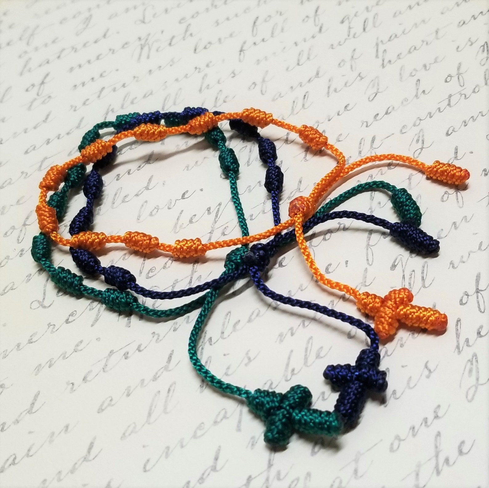 3 STRING ROSARY BRACELETS. 3 Bboys Knotted Mini Rosary Bracelets