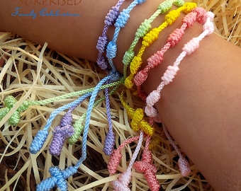 5 DECADES EASTER SET. Knotted Rosary Bracelet Set, Pastel Colors, Adjustable