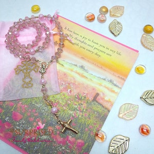 SET REGALO DI CONFORT. Religiosi Card + rosa rosario Swarovsky. Aggiungere decenni. Pace alla fine. Dono di guarigione. Madre-sorella-amica si sentono meglio.