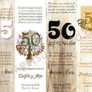 ANNIVERSAIRE DE MARIAGE 12 MARQUE-PAGE. cartes souvenir, arbre de la famille. Faire-part ou une invitation pour anniversaire de 25 ou 50. Souvenir.