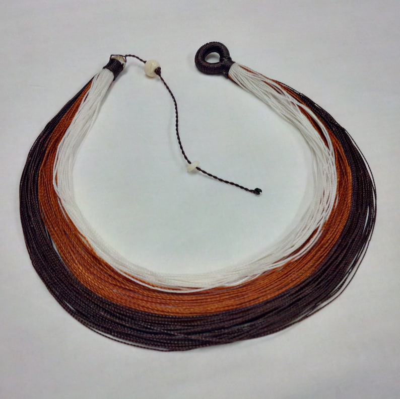 BROWN MULTISTRAND NECKLACE Handmade strings necklace One of a kind mother/'s gift original women gift Fall colors Brown-white-cocoa