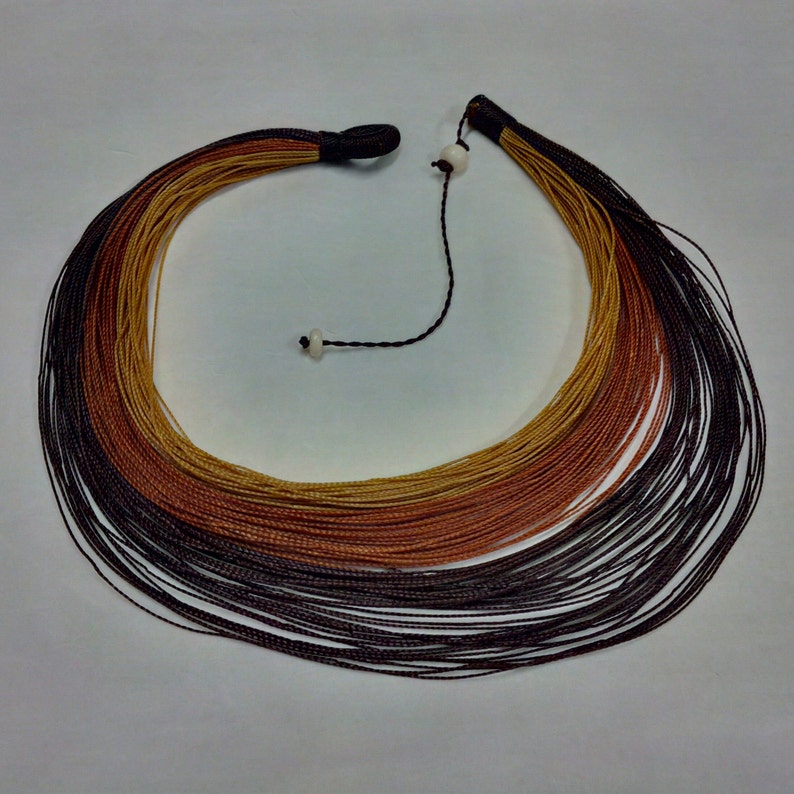 BROWN MULTISTRAND NECKLACE Handmade strings necklace One of a kind mother/'s gift original women gift Fall colors Brown-white-cocoa