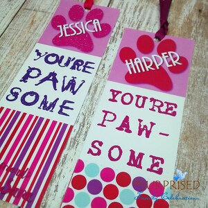 20 L’ÉCOLE PAWSOME MARQUE-PAGES. Cartes personnalisées. Faveurs de l’école. Dernier jour d’école, cadeau Saint-Valentin, les enfants et les enseignants, amitié, anniversaire