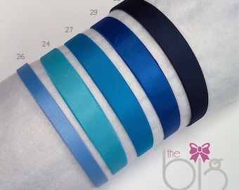 Blue Satin Headband, Flexible Girls Hair Accessory