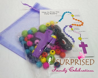 DIY WOODEN ROSARY. unassembled multicolor wall hanging rosaries. Easy to make. Catholic school project. School activity. First communion