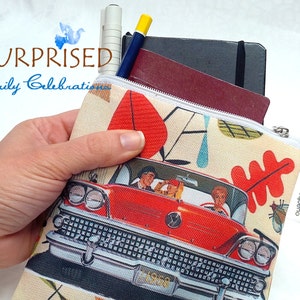 MODERN TRAVEL CASE. Very lightweight cosmetic bag, storage bag for traveling. passport size. Snack pouch. Vintage Souvenir. Modern art